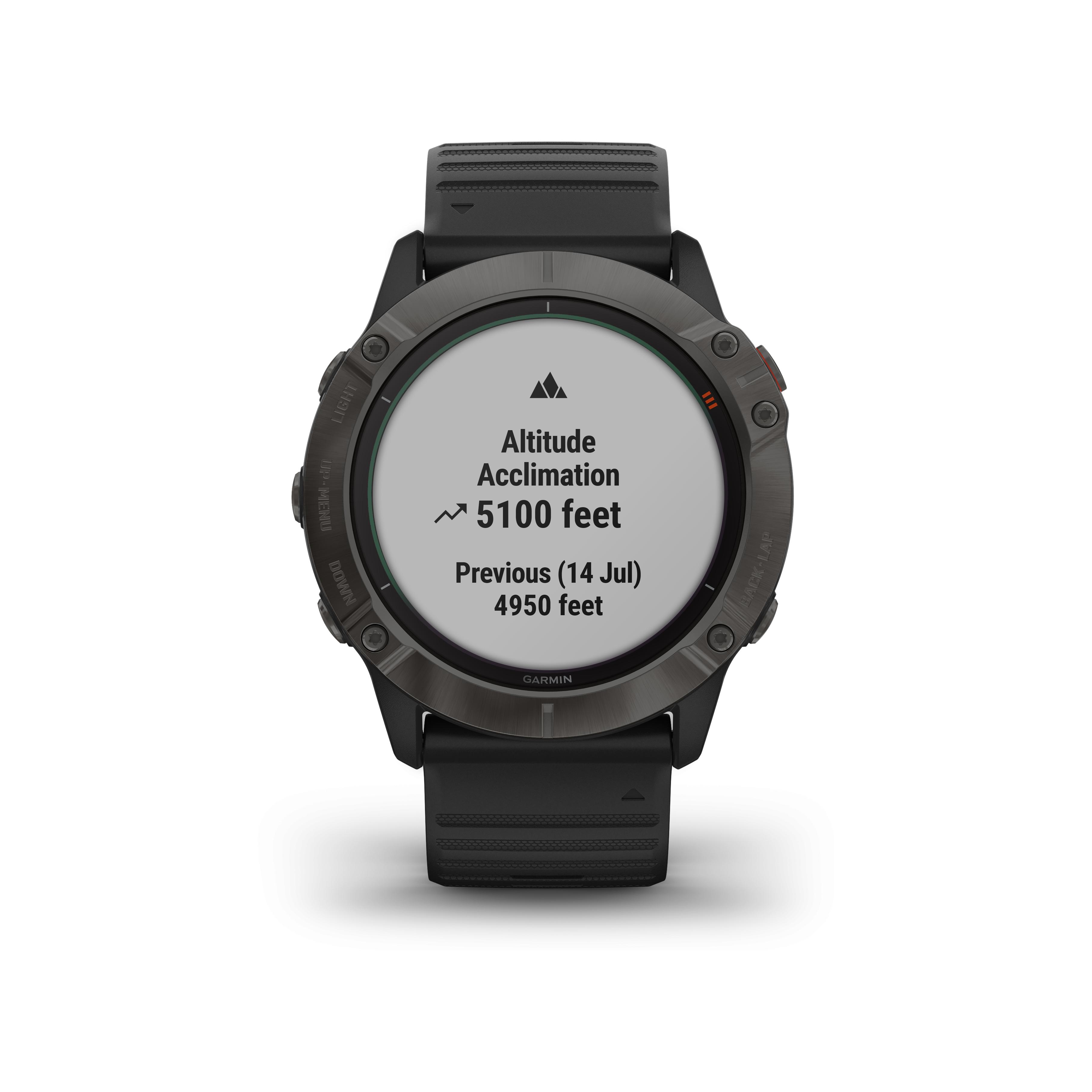 Garmin Fénix 6X Pro Solar Titane Carbon Gray Bracelet Noir Noir 