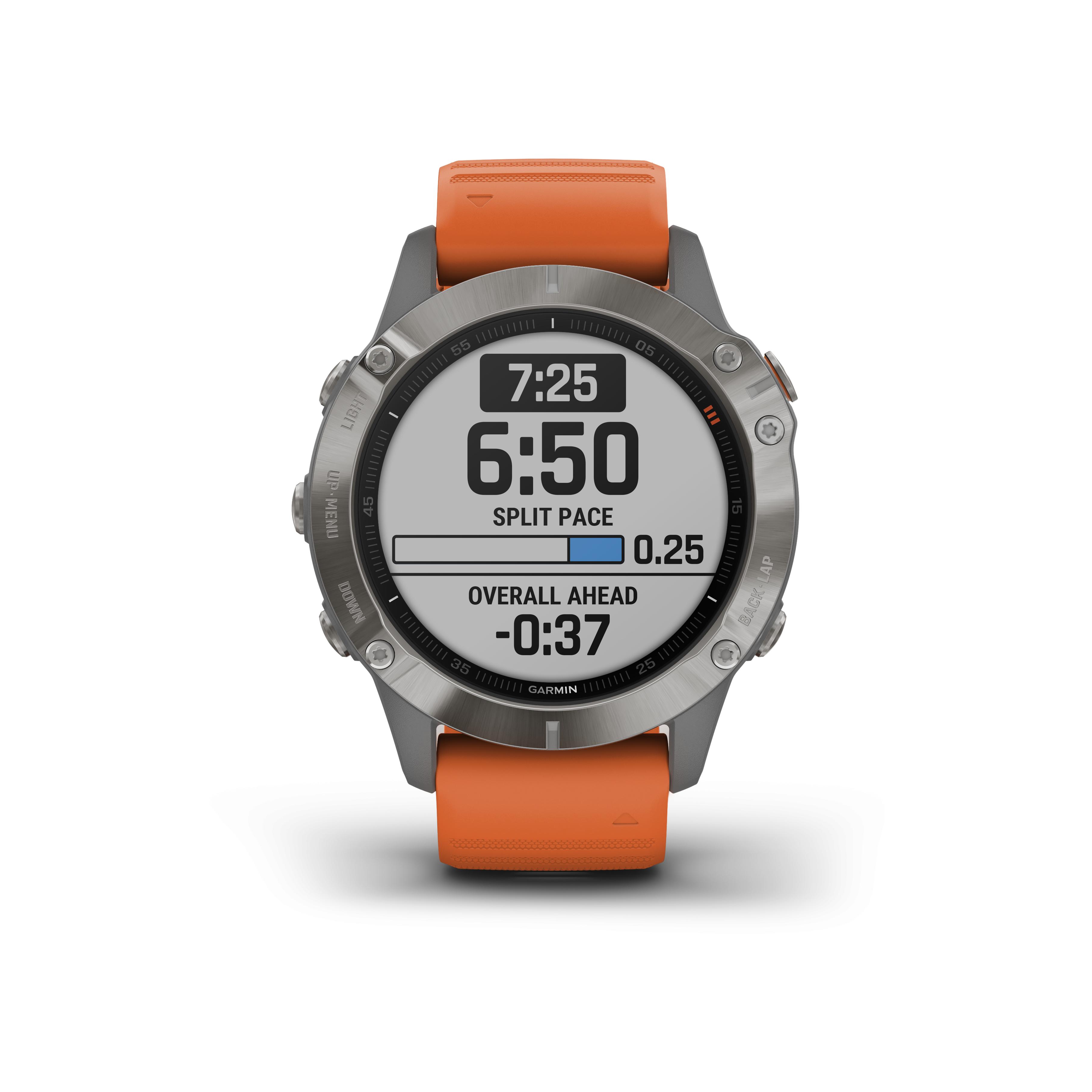 Garmin Fénix 6 Pro Sapphire Titane Bracelet Orange Orange 