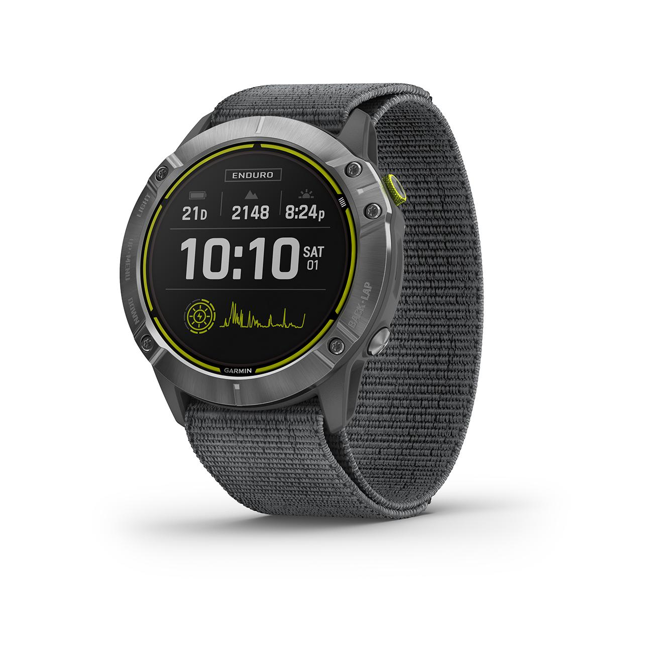 Garmin Enduro - Acier avec bracelet gris UltraFit nylon Gris 