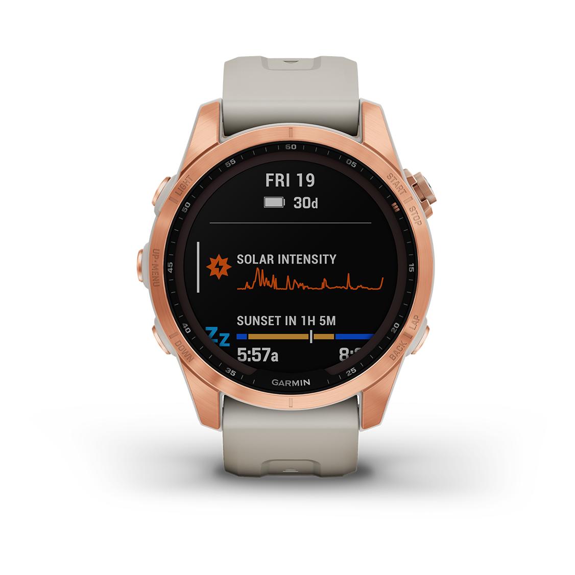 Garmin Fénix 7S Solar Rose Gold (Bracelet Beige Sable) Rose 