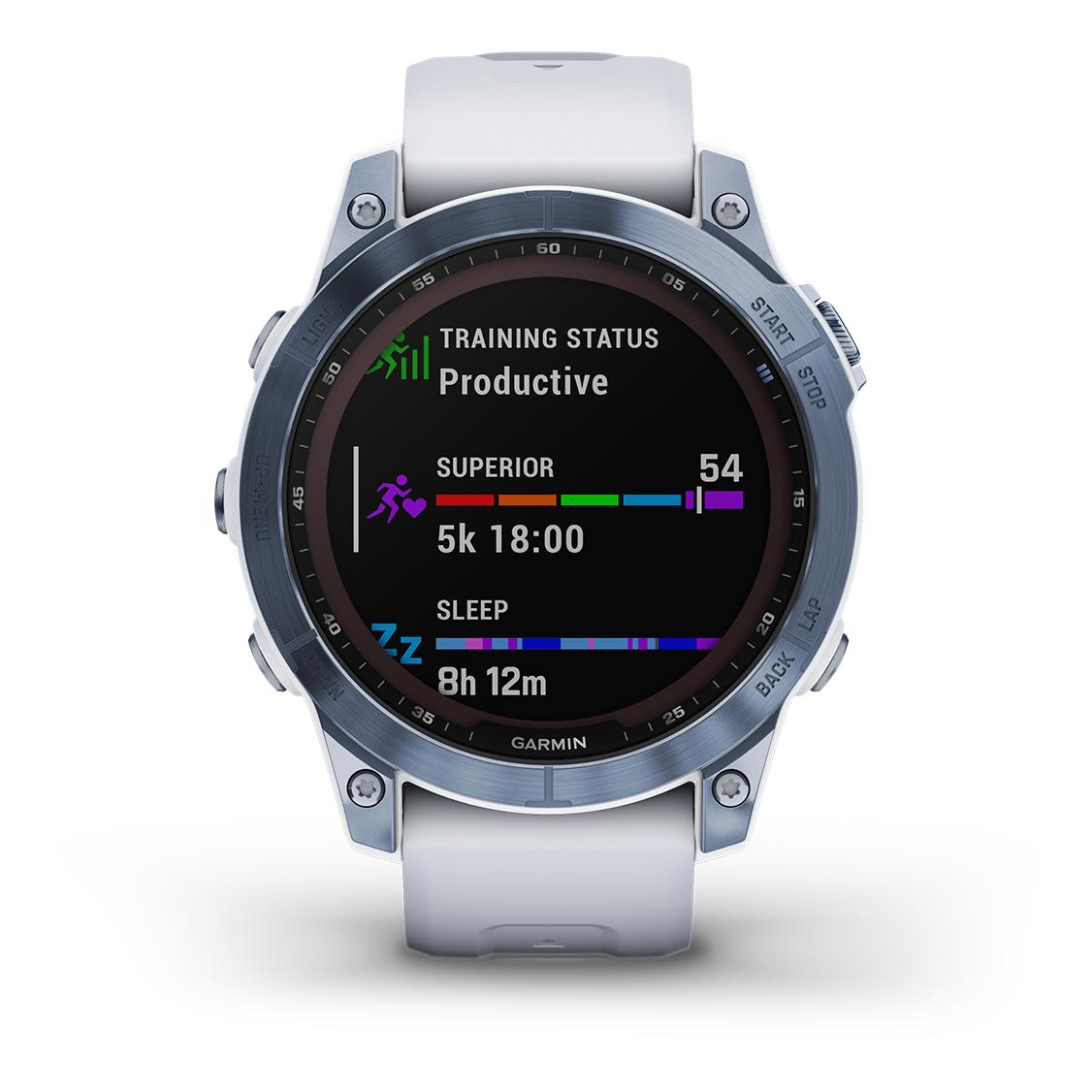 Garmin Fénix 7 Sapphire Solar Titane Cobalt Blue (Bracelet Blanc) Blanc 