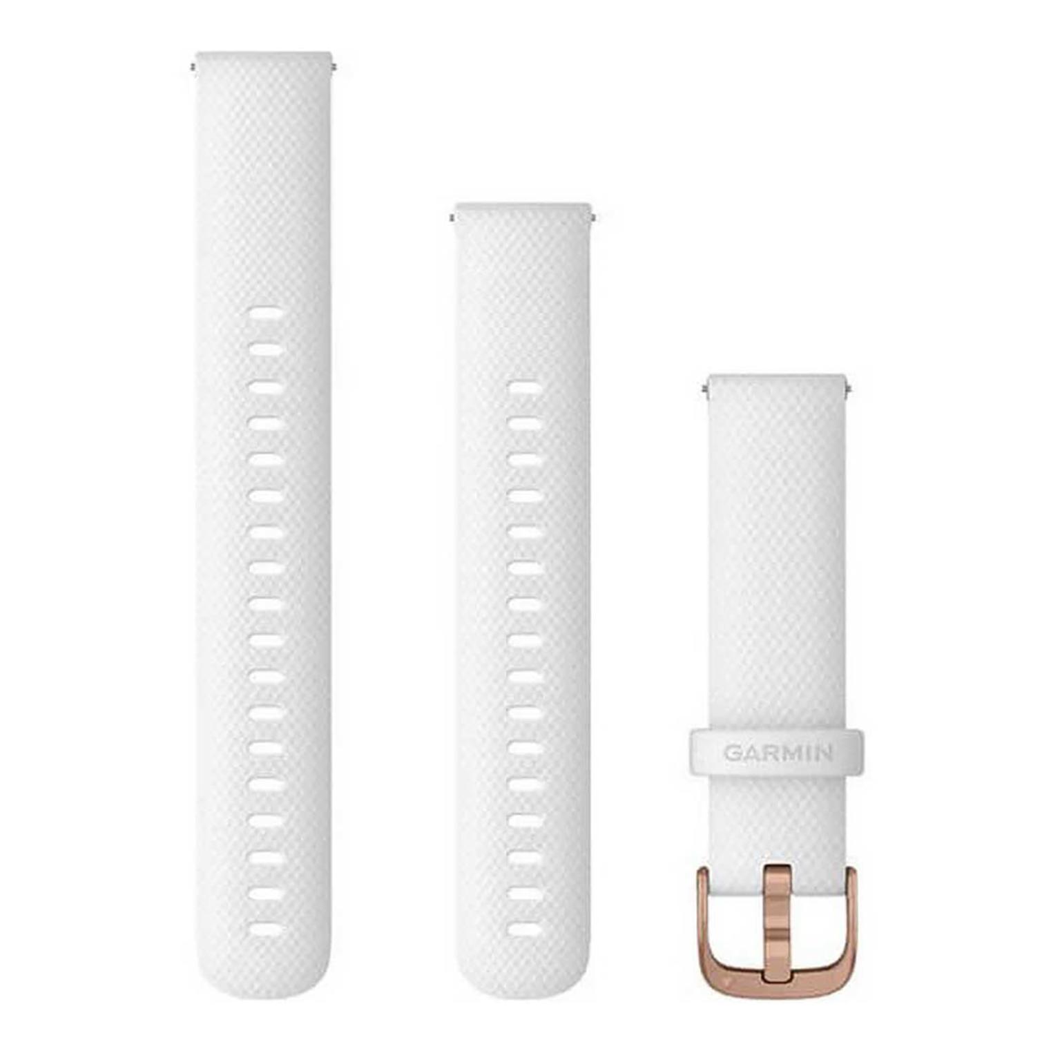 Garmin Bracelet Quick Release, 18Mm, Silicone, Blanc Avec Boucle Rose Gold Blanc 