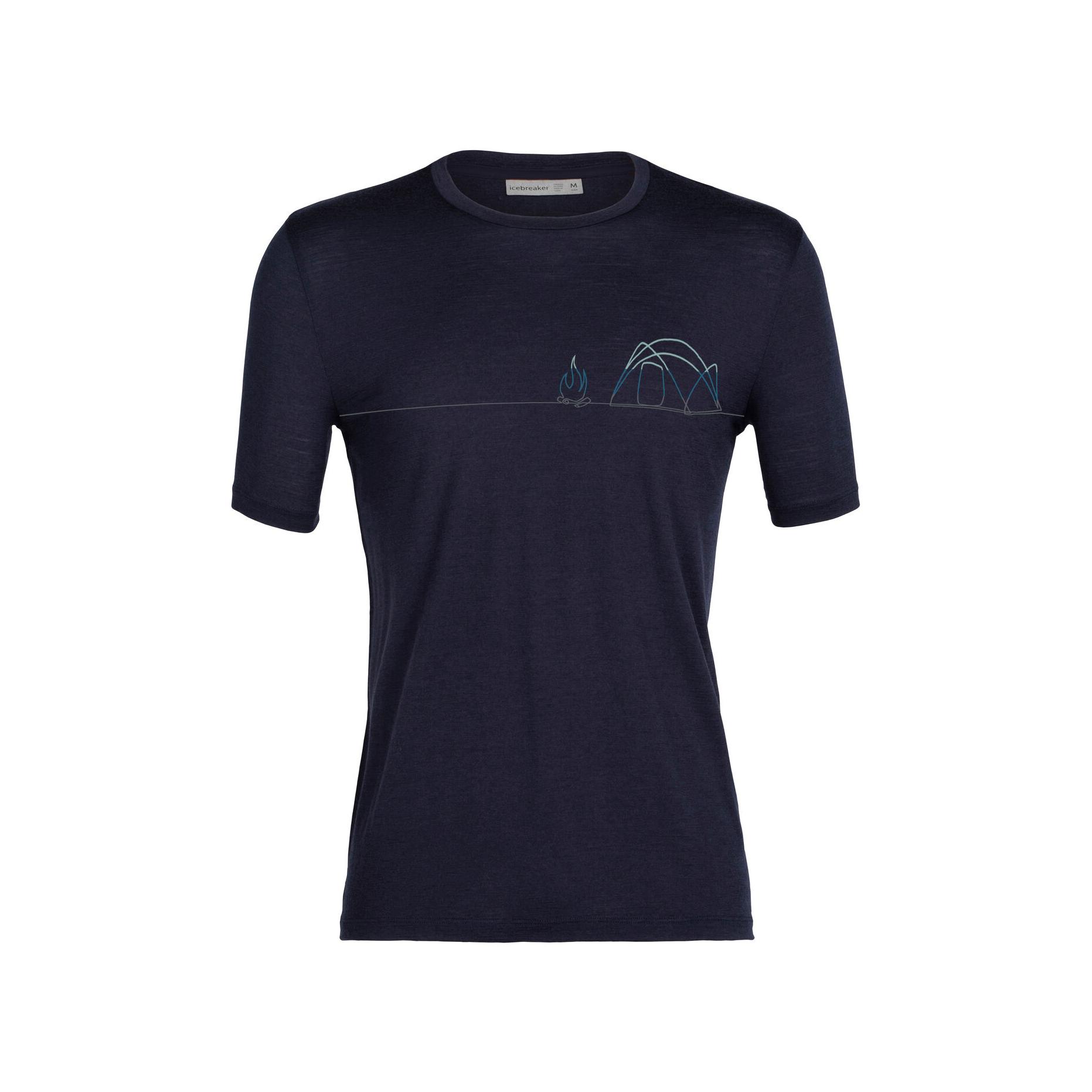 icebreaker Tech Lite II Short Sleeve Tee Single Line Camp Bleu foncé S 