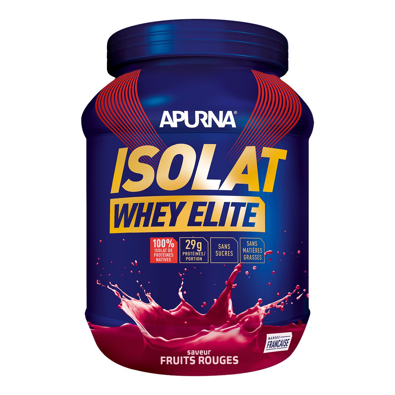Apurna Isolat Whey Elite Fruits rouges - Pot 720 g 