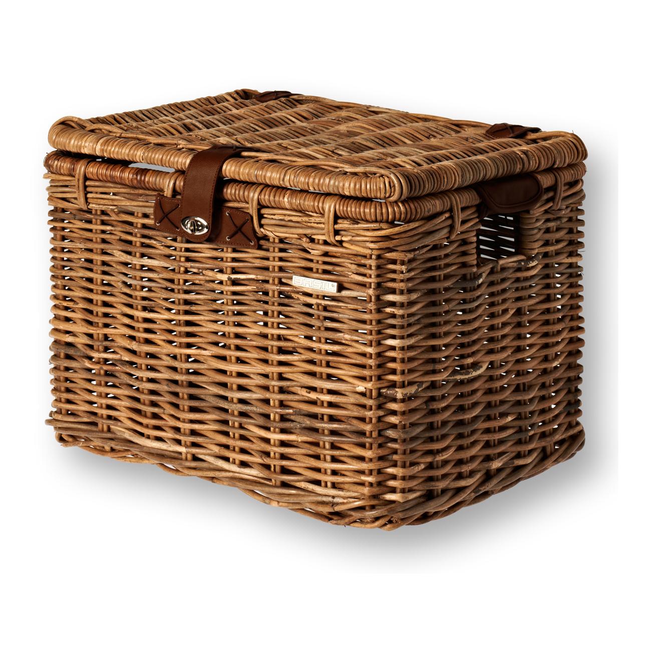 Basil PANIER AVEC COUVERCLE AVANT BASIL DENTON L OSIER AVEC DETAILS EN CUIR MARRON (51x37x31 cm) Mar