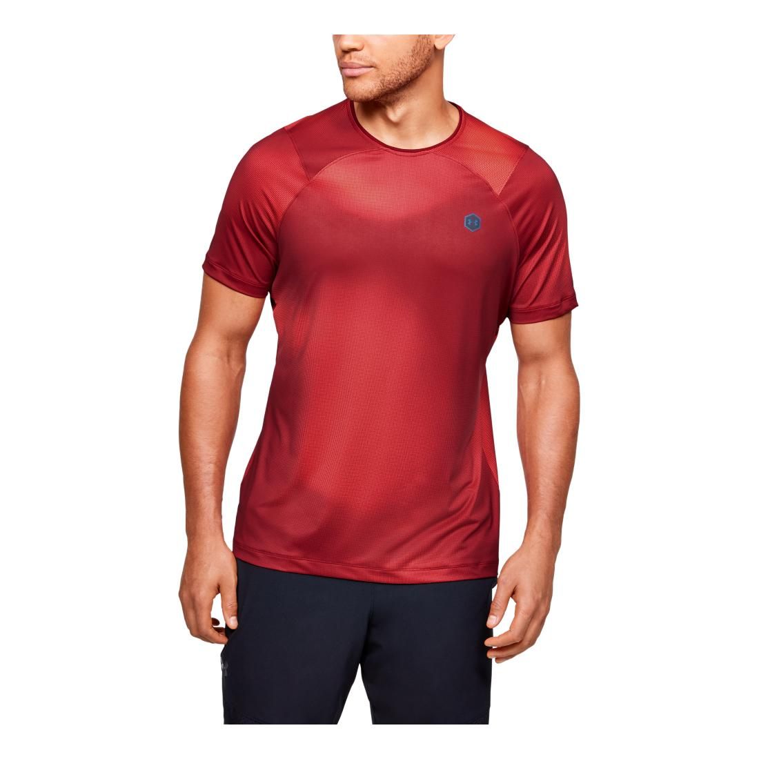 Under Armour HeatGear Rush Fitted Short Sleeve Printed Rouge M 