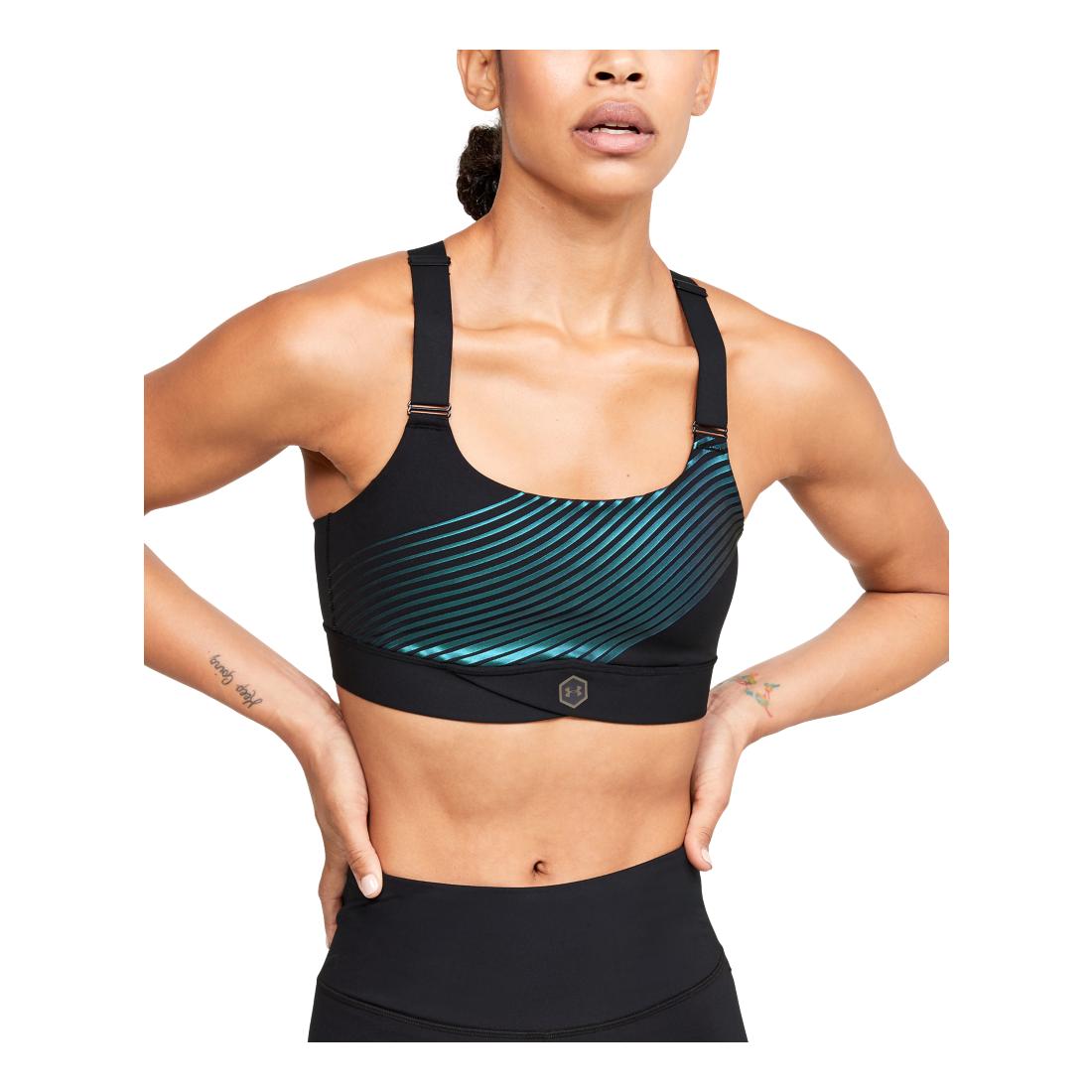 Under Armour Rush Mid Iridescent Graphic Bra Noir XS 