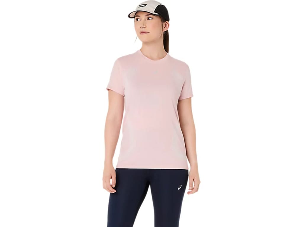Asics Donna Nero/Rosa Donne, Maglietta Sportiva, Nahtloses Kurzarm-Top Für Damen (Strassenbahn) (M), Pink - Immagine 4