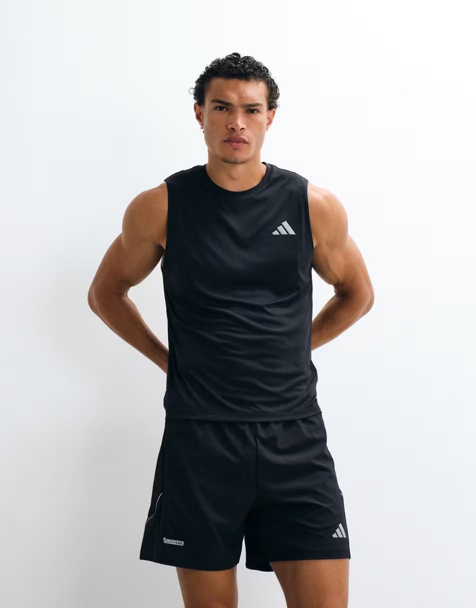 Adidas Uomo Nero Canottiera In Jersey Semplice Essentials Small Logo - Immagine 2