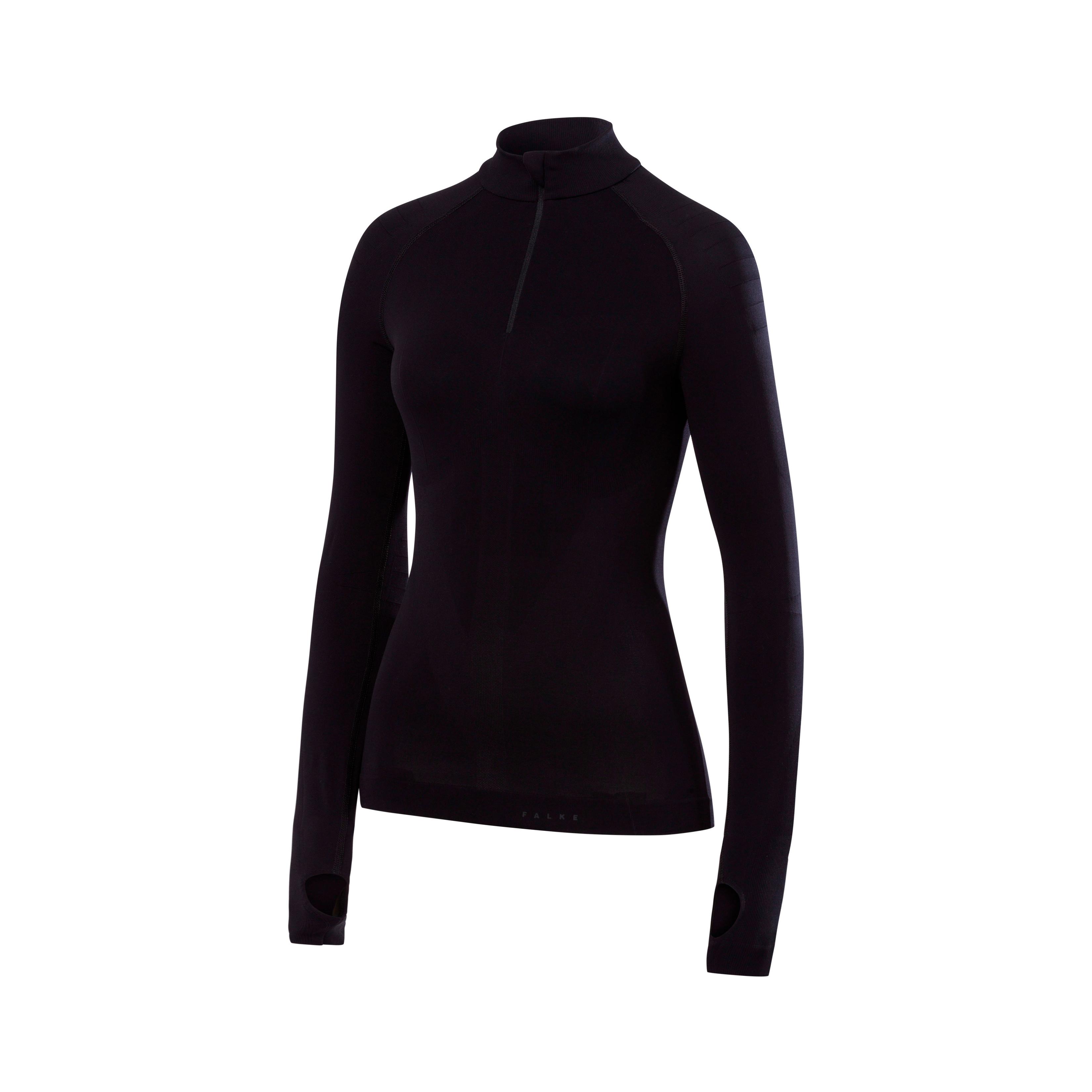 Falke Warm Zipshirt Tight Fit Noir XS 