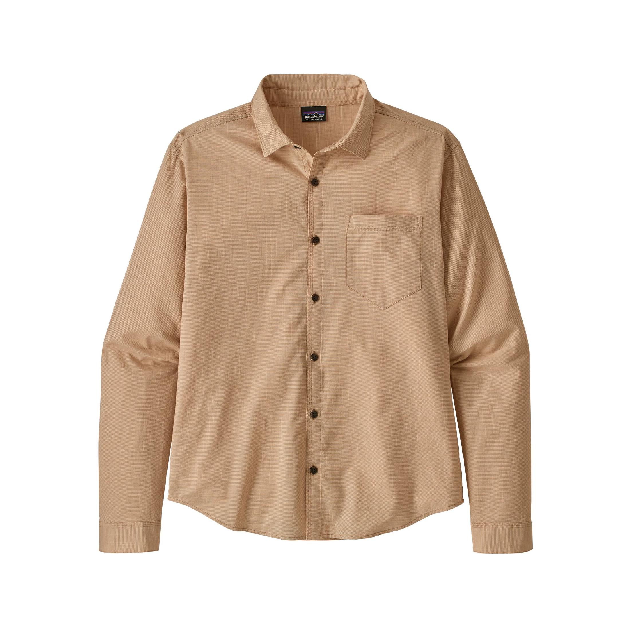 Patagonia Long Sleeve Organic Cotton Slub Poplin Shirt Beige S 