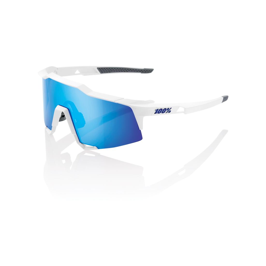 100% SPEEDCRAFT - Matte White - HiPER Blue Multilayer Mirror Lens Blanc 