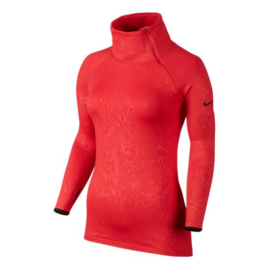 Nike Pro Warm Embossed Vixen Raglan Zip Rouge XS 