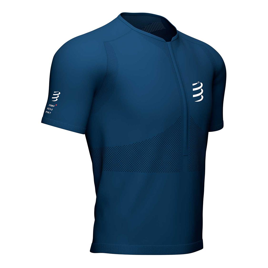 Compressport Trail Half-Zip Fitted Short Sleeves Top Bleu S 