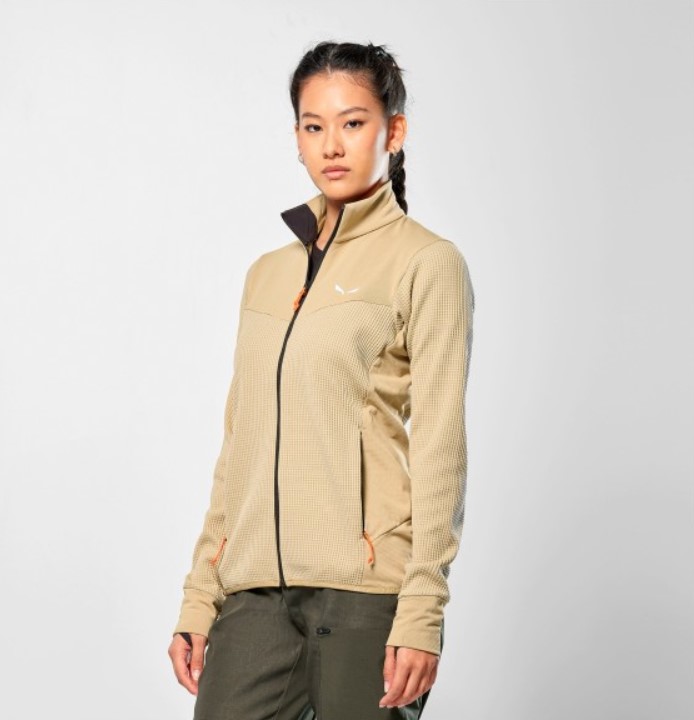 Salewa Women's Beige Puez Waffle Hybridrid Polarlite Jacket