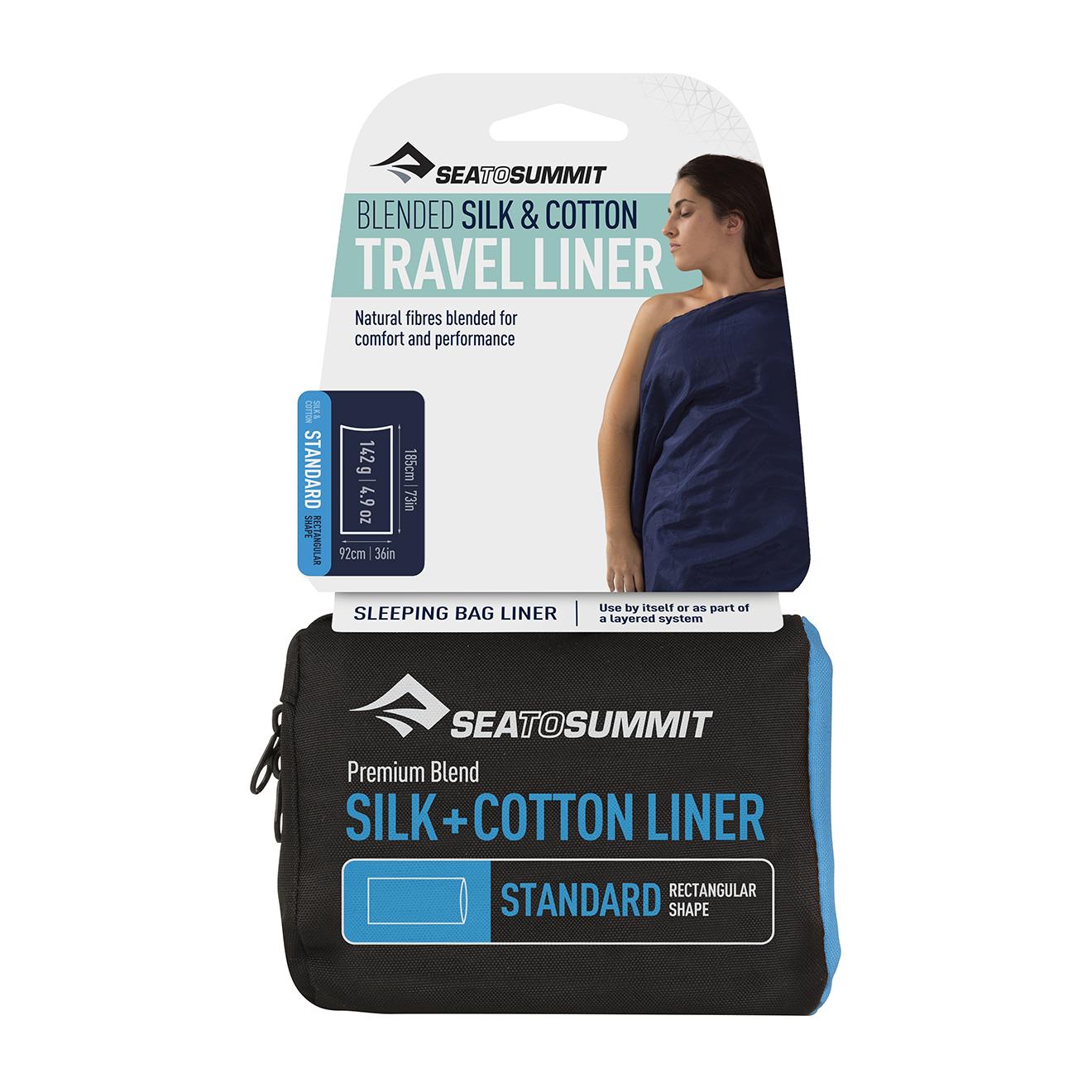 Sea To Summit Drap De Sac Soie Coton Rectangular Standard Navy Blue Bleu marine 