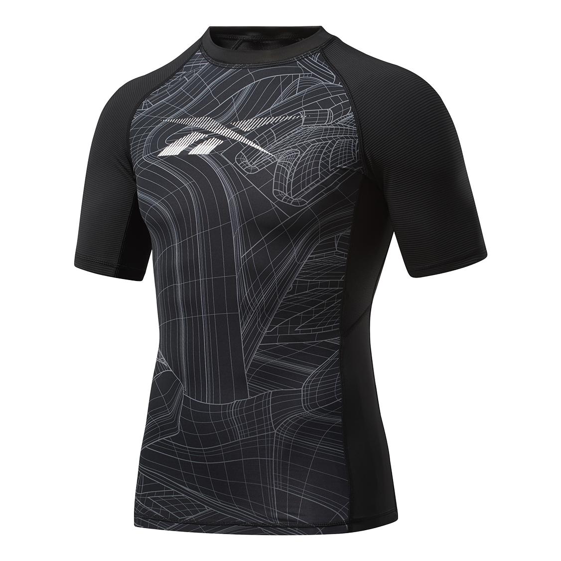 Reebok T-Shirt Aop Compression Short Sleeves Noir S 