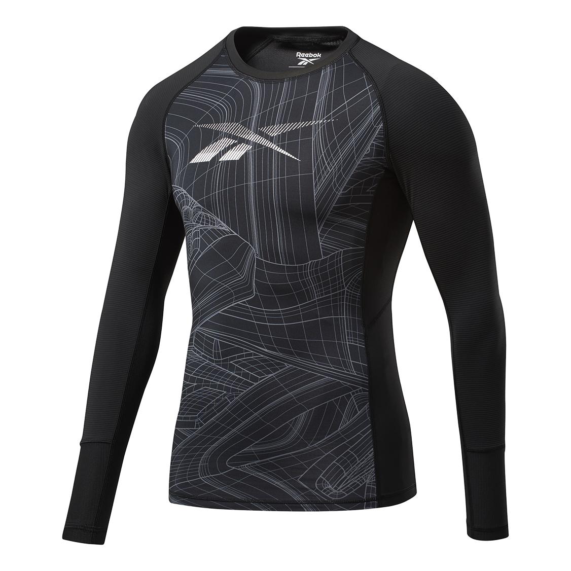 Reebok T-Shirt Aop Compression Long Sleeves Noir S 