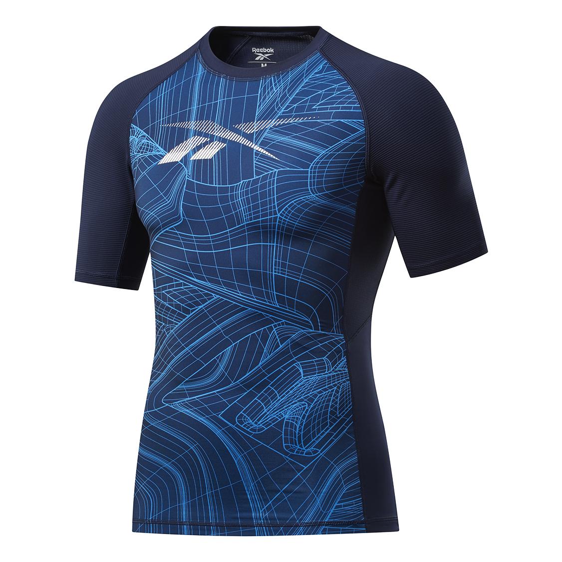 Reebok T-Shirt Aop Compression Short Sleeves Bleu S 