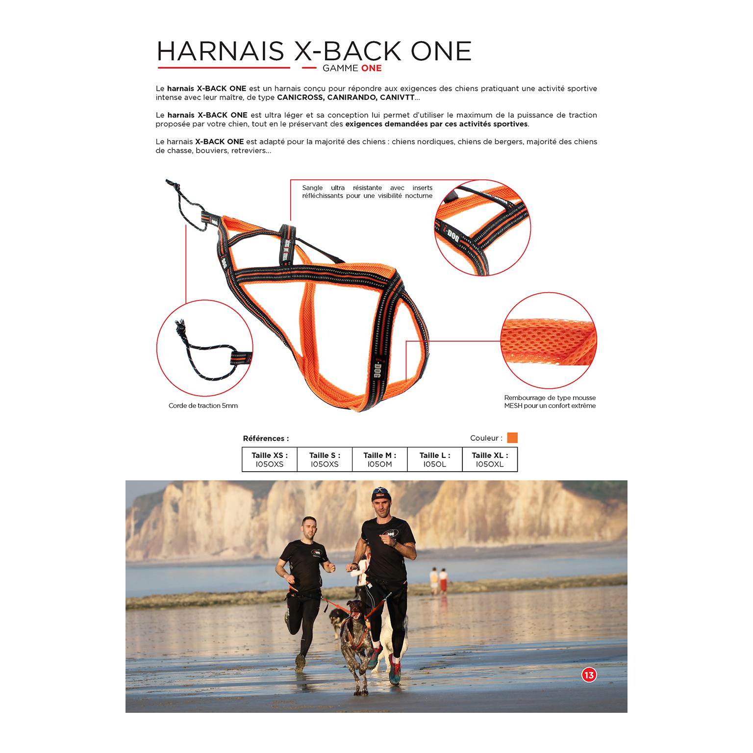 I-Dog Harnais Canicross Sport X-Back One- L Abricot 