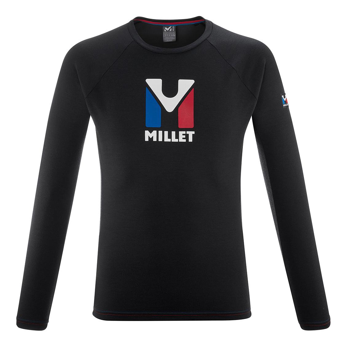 Millet Trilogy Logo Wool T-Shirt Long Sleeve Noir S 