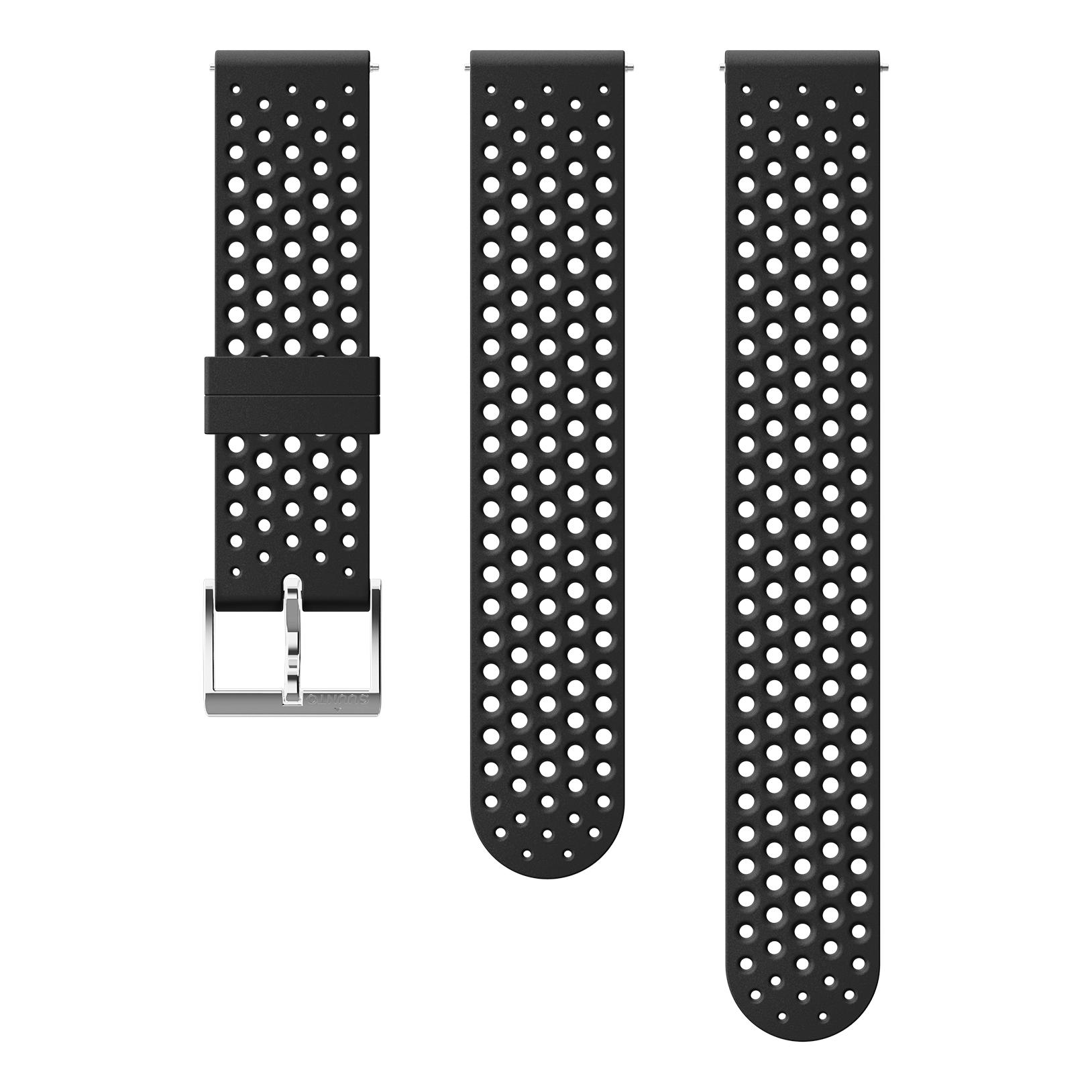 Suunto Bracelet Suunto 20mm Ath1 Silicone Black Steel S+M Noir 