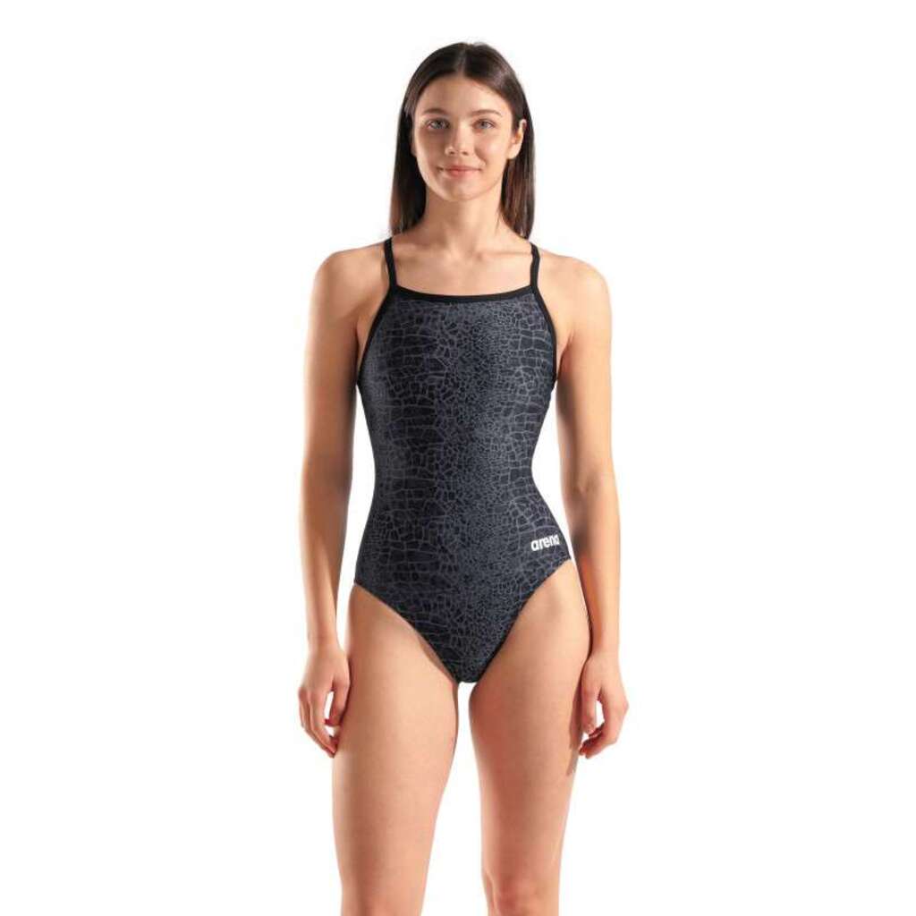 Arena Snakeskin Swimsuit Challengeback Schwarz Damen Noir