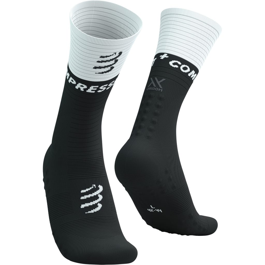 Compressport Blanc Et Noir Mid Compression Socks V2.0 White And Black