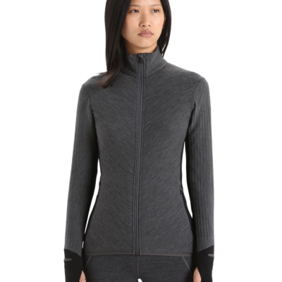 Icebreaker Descender Long Sleeve Zip Femenino Gris