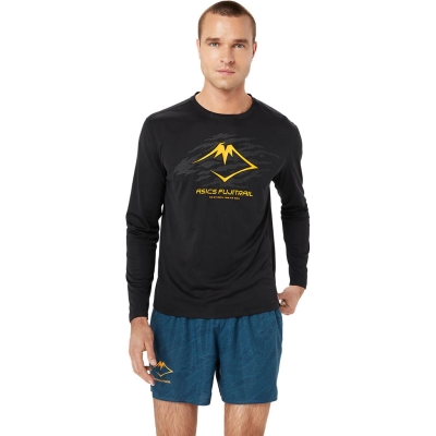 Asics Fujitrail Logo Long Sleeve Top Hombre Negro