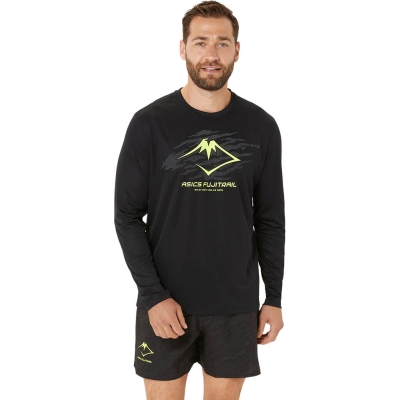 Asics Fujitrail Logo Long Sleeve Top Hombre Negro