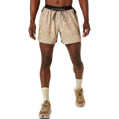 Asics Fujitrail All Over Print 5In Short Men Beige
