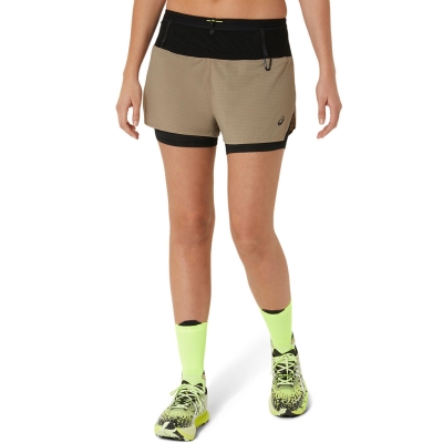 Asics Fujitrail 2in1 Short Femenino Beige