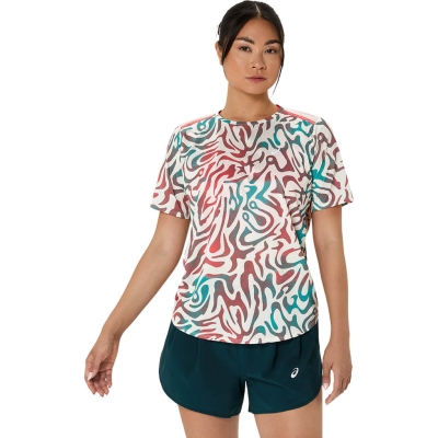 Asics ROAD ALL OVER PRINT SS TOP Frau Mehrfarbig