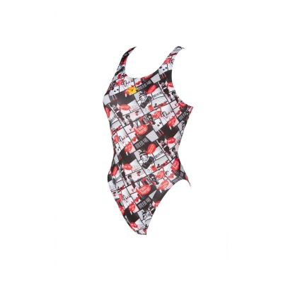 Arena Comics Race Swim Tech One Piece Femenino Negro