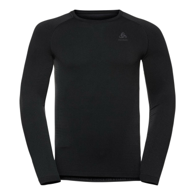 Odlo Performance Warm Eco Base Layer Top Crew Neck Long Sleeve Men Black