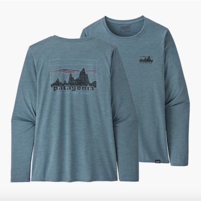 Patagonia Long Sleeve Cap Cool Daily Graphic Shirt Frau Blaugrau