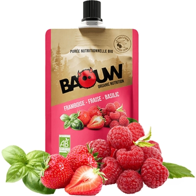 Baouw Purée Bio 90g - Framboise-Fraise-Basilic Rouge