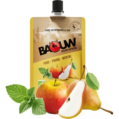 Baouw Purée Bio 90g - Poire-Pomme-Menthe Vert