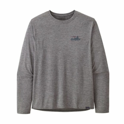 Patagonia Long Sleeve Cap Cool Daily Graphic Shirt Men Grey