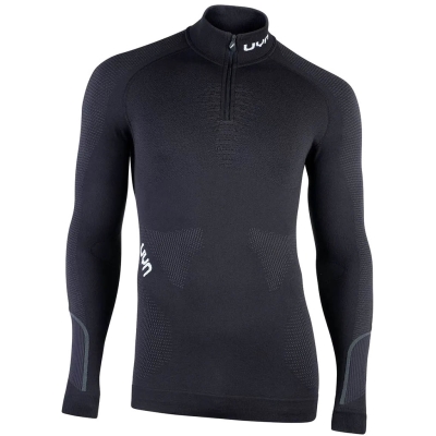 Uyn Ambityon Underwear Shirt Long Sleeve Zip Up Turtle Neck Men Black