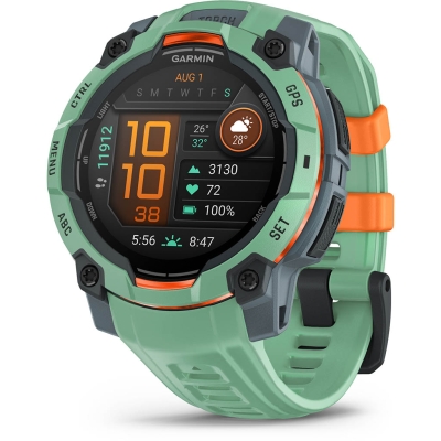 Garmin Instinct 3 AMOLED Edition Limitée – 45 mm Vert d'eau (Bracelet vert) Vert d'eau