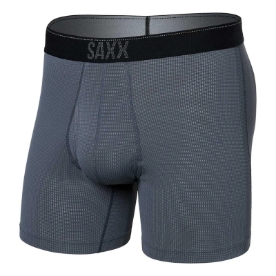 Saxx Quest Quick Dry Mesh Boxer Brief Fly Hombre Gris