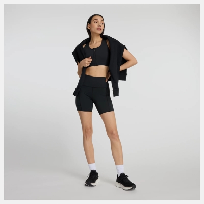 New Balance Nb Sleek Pocket High Rise Short 6" Femenino Negro