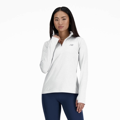 New Balance Sport Essentials Space Dye Quarter Zip Femme Blanc