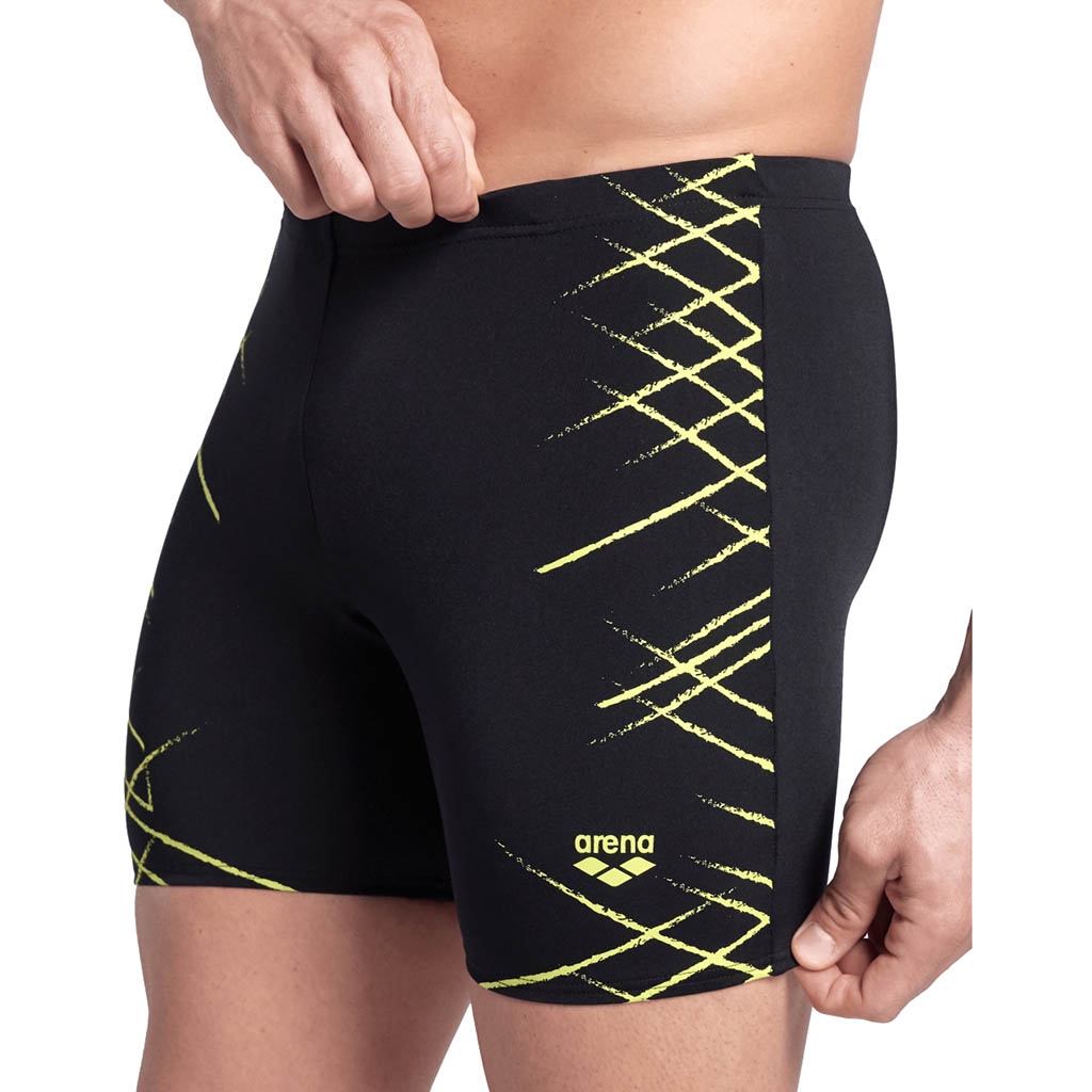 Arena Straight Lines Swim Mid Jammer Black Soft Green LEPAPE