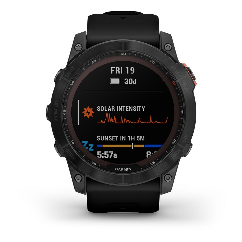 Garmin Fenix 7X Solar Gray Black Strap Anthracite. Black. Red Lepape