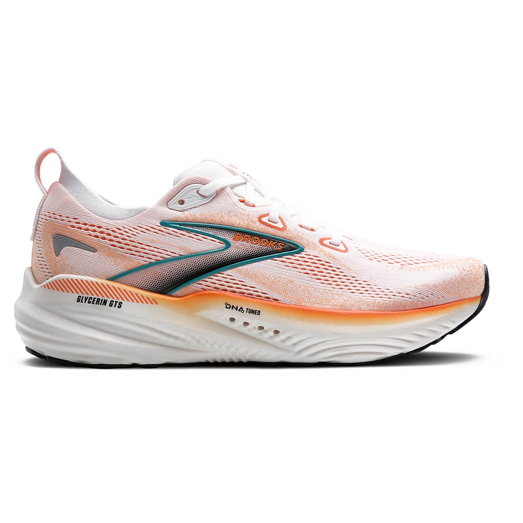 Brooks Running Glycerin GTS 22 White/Orange/Green Blue Slate LEPAPE