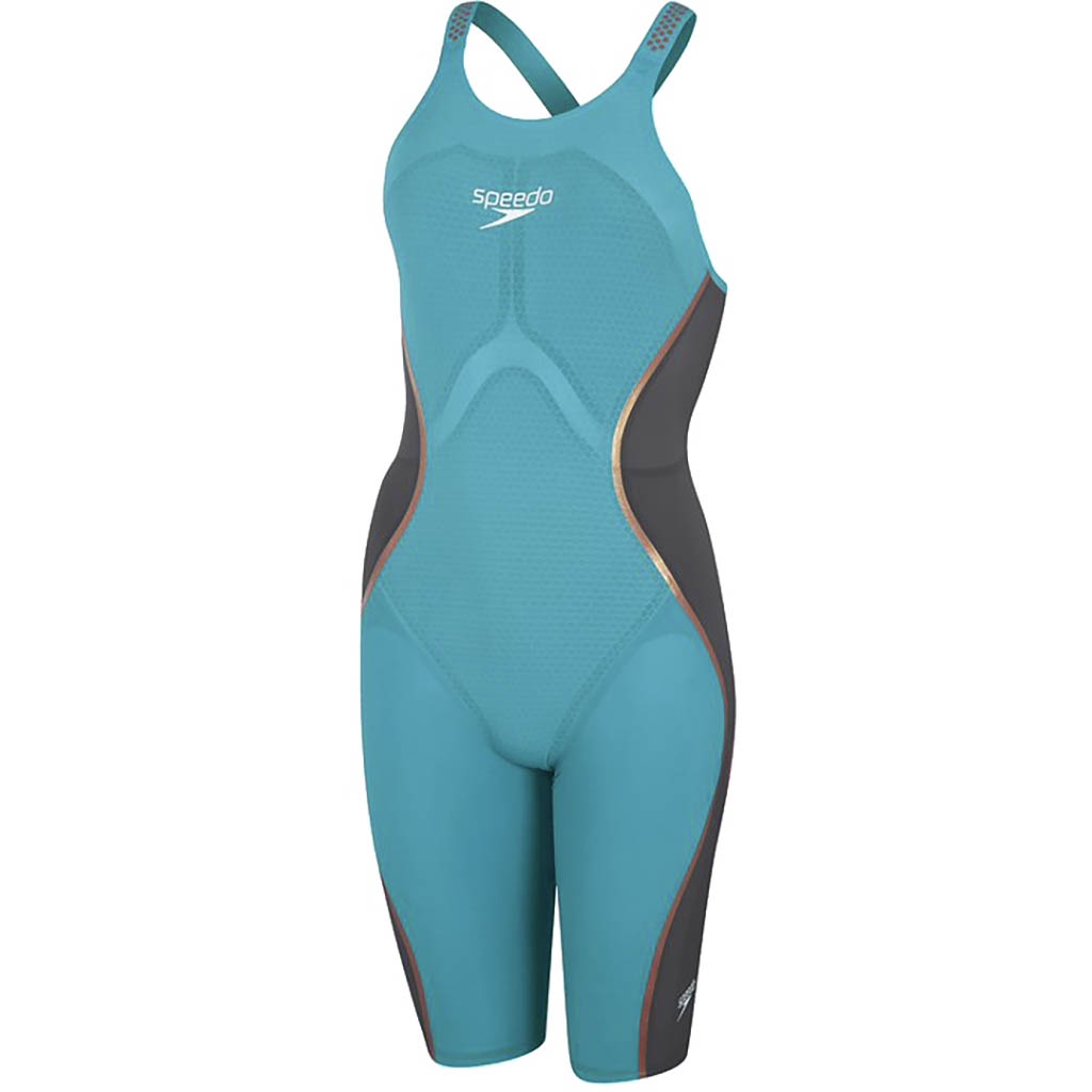 Speedo Fastskin Lzr Pure Intent Openback Kneeskin Light Aquarium.Usa  Charcoal.Rose Go