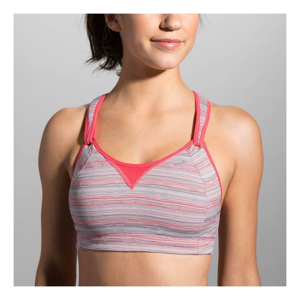 Rebound racer brooks gray and pink sports bra women's model